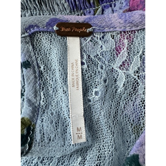 Free People Blue and Purple Floral Blouse - Picture 6 of 8